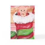 Christmas Piggy in a Stocking Card