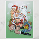 Christmas Pin-up Girl with Snowman by Al Rio Full Colour Flyer
