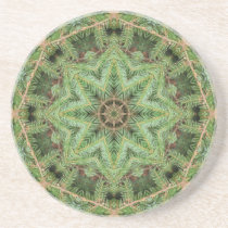 Christmas Pine Wreath Mandala Beverage Coaster