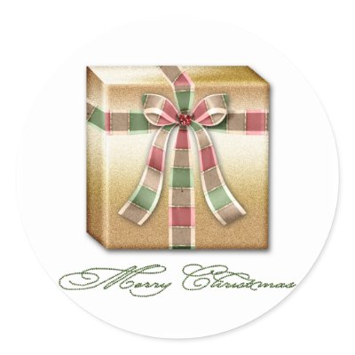 Christmas Pink Green Gold Package With Ribbons Sticker by dmboyce