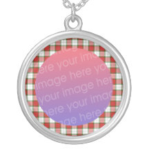christmas plaid photo frame personalized necklace