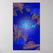 Christmas Poinsettia Blue Lisa I Posters