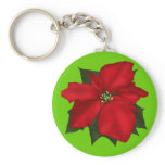 Christmas Poinsettia Flower Key Chains