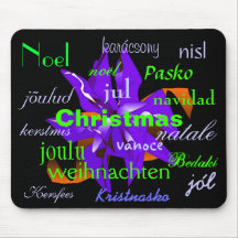Christmas Poinsettia In Blue From Around The World Mousepad