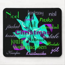 Christmas Poinsettia In Blue From Around The World Mousepad