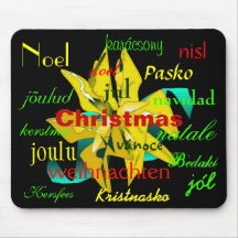 Christmas Poinsettia In Gold Around The World Mousepad