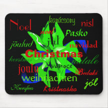Christmas Poinsettia In Green Around The World Mousepad