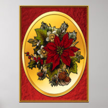 Christmas Poinsettia Poster Print (Red)