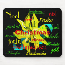 Christmas Poinsettia Yellow Green Around The World Mouse Pad