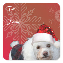 Christmas poodle gift tag stickers