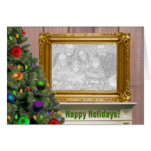 Christmas Portrait on Mantelpiece Greeting Cards