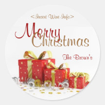 Christmas Present Customized Wine Label Round Stickers