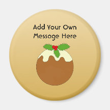 Christmas Pudding. Gold colour background. Refrigerator Magnet