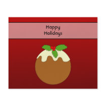 Christmas Pudding. Happy Holidays. On Red Flyer Design