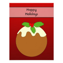 Christmas Pudding. Happy Holidays. On Red Custom Invitation