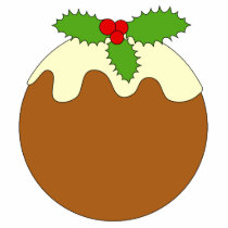 Christmas Pudding. White background. Photo Cutouts