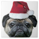 Christmas pug dog ceramic tiles