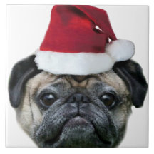 Christmas pug dog ceramic tiles