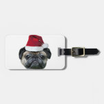 Christmas pug dog tag for luggage