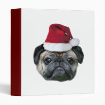 Christmas pug dog vinyl binders