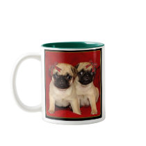 christmas pug puppies mug