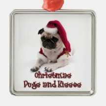 Christmas Pugs and Kisses Christmas Tree Ornaments