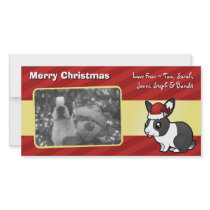 Christmas Rabbit (uppy ear smooth hair) Customized Photo Card