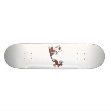 Christmas rabbits on a sleigh skate board