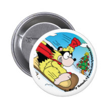 Christmas Raccoon Sledding Round Button