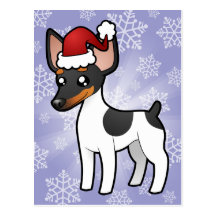 Christmas Rat Terrier / Toy Fox Terrier Post Card