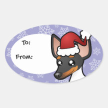 Christmas Rat Terrier / Toy Fox Terrier Oval Sticker