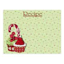 Christmas recipe card postcards