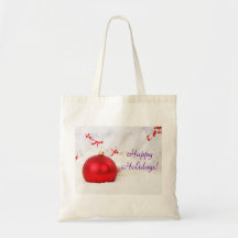 Christmas Red And White Happy Holidays III Bag