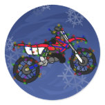 Christmas Red Dirt Bike Round Stickers
