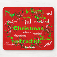 "Christmas Red Wreath Around The World I" Mousepad