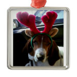 Christmas Reindeer Basset Hound Ornament