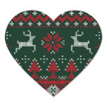 Christmas Reindeer Cross-stitch Heart stickers