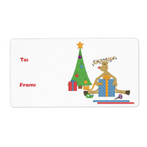 Christmas Reindeer Gift Tag Labels labels
