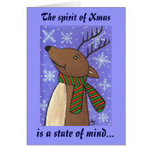 Christmas Reindeer - The spirit of Xmas is a state Card