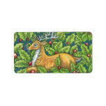Christmas Reindeer with Holly Custom Address Label
