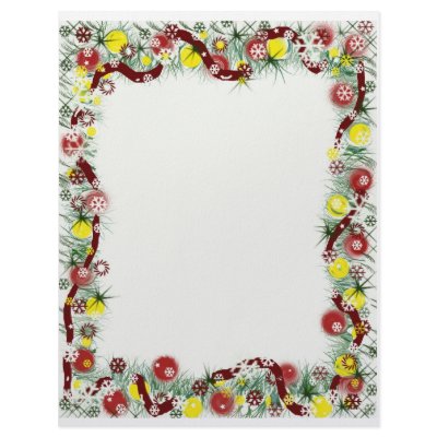 Christmas Ribbon Garland Border Customized Letterhead by patsarts