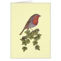 christmas robin and ivy festive note card