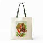 Christmas robins on holly canvas bags