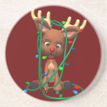 Christmas Rudolph Reindeer Holiday  Coaster
