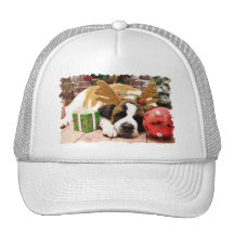 Christmas - Saint Bernard - Blue Trucker Hat