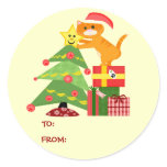 Christmas Santa Cat Gift Tag Stickers
