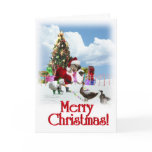 Christmas Santa Goose And Ducks Greeting Card