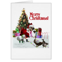 Christmas Santa Goose And Ducks Card