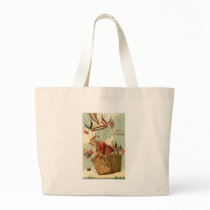 Christmas Santa in Hot Air Balloon Canvas Bag