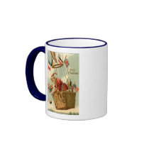 Christmas Santa in Hot Air Balloon Coffee Mug